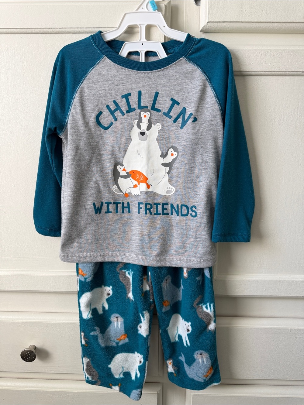 Carter's Teal & Gray 'Chillin' With Friends' Polar Animal Fleece Pajama Set